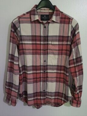 Wind River Stretch Plaid Flannel Pink Cream Burgundy Size S